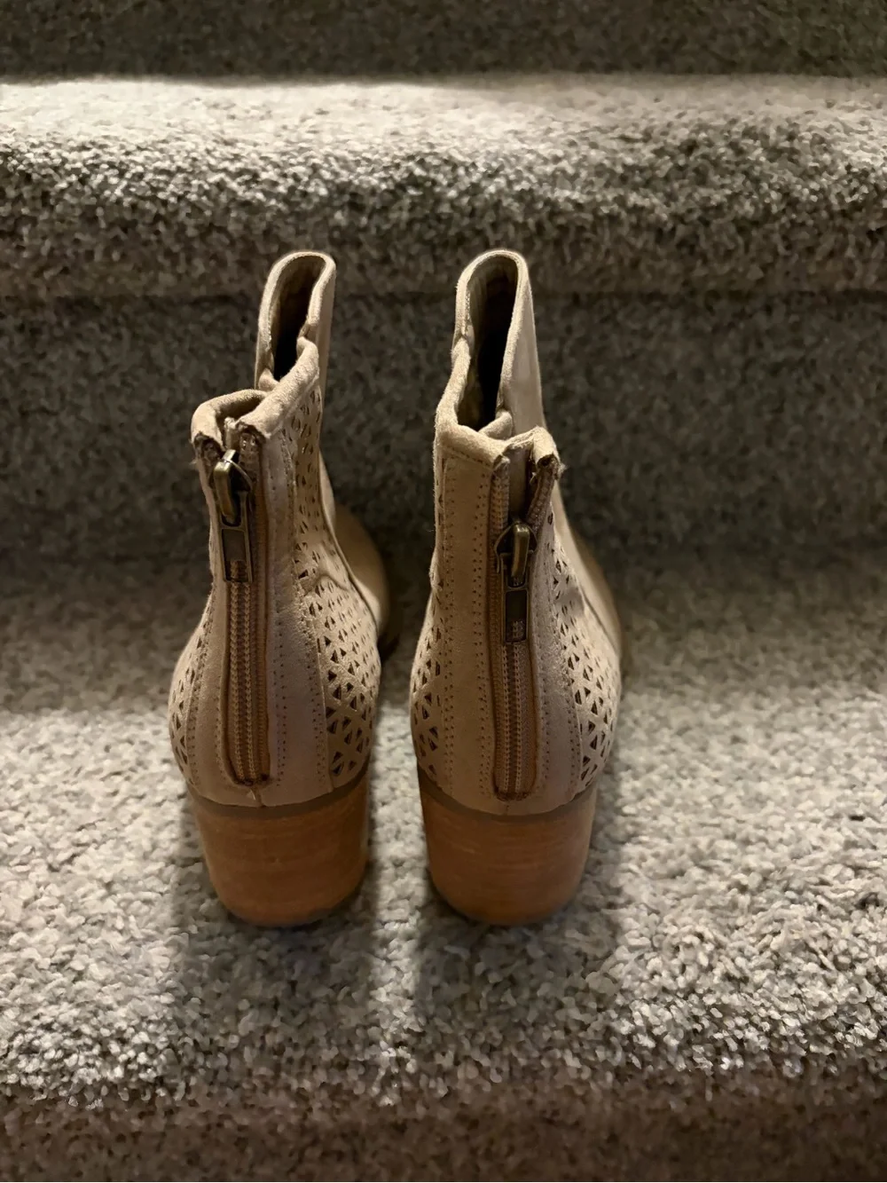 Madden Girl Taupe Suede Perforated Chelsea Booties
